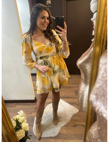 Vestido cruzado estampado