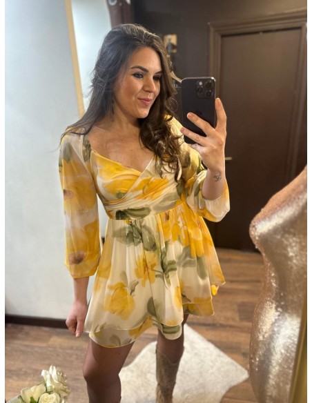 Vestido cruzado estampado