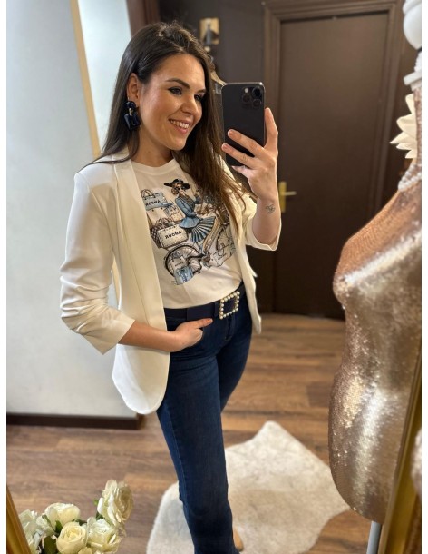 Blazer manga blanca