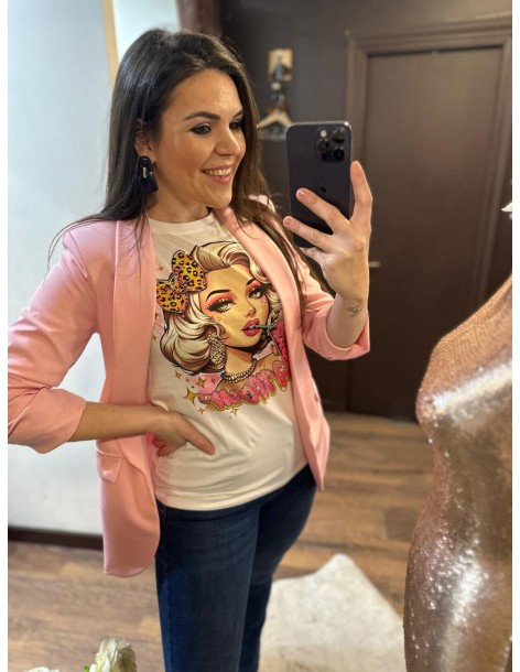 Blazer manga rosa