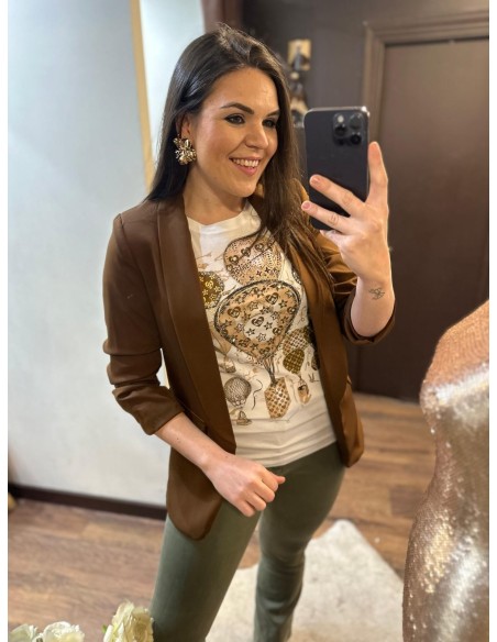 Blazer manga  marrón chocoalte