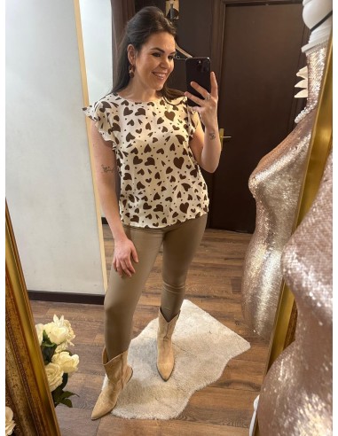 Pantalón beige efecto piel