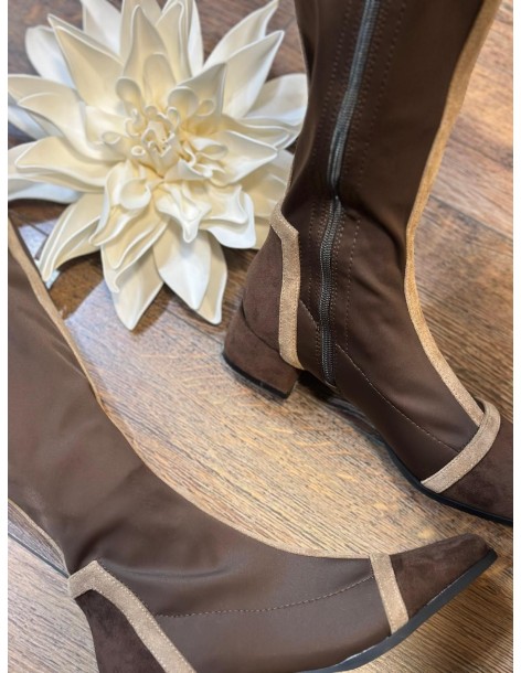 Bota tiras marrón plana 2