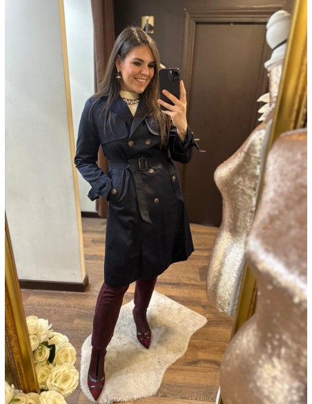 Gabardina larga azul marino