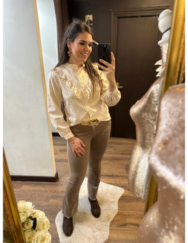 Pantalon mini flare marrón