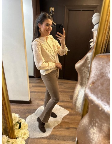 Pantalon mini flare marrón