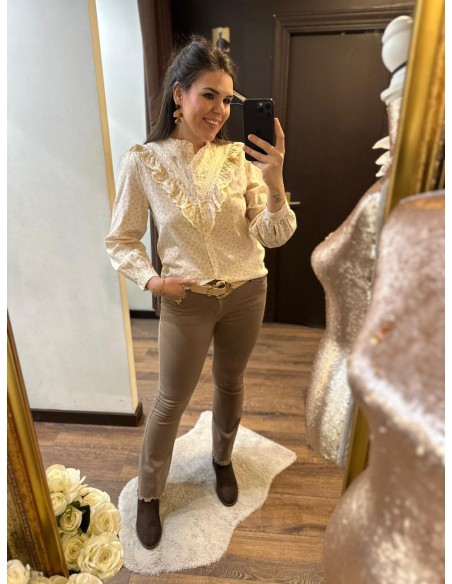 Pantalon mini flare marrón