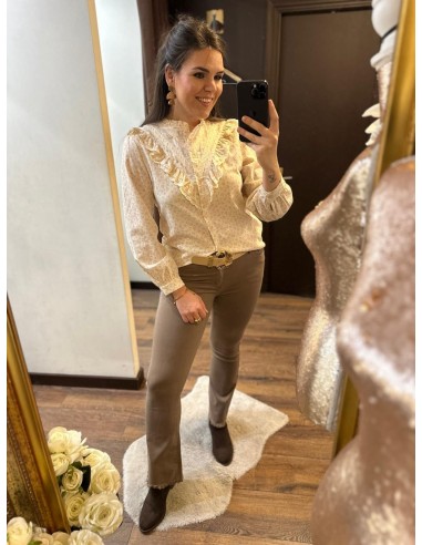 Pantalon mini flare marrón