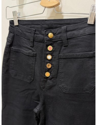 Pantalón wide leg negro botones