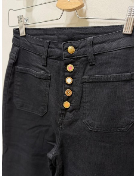 Pantalón wide leg negro botones