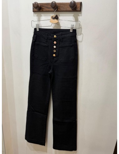 Pantalón wide leg negro botones