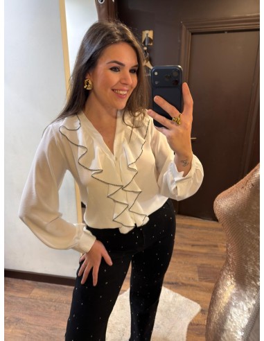 Blusa blanca volantes
