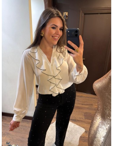Blusa blanca volantes