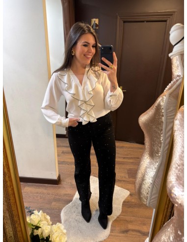 Blusa blanca volantes