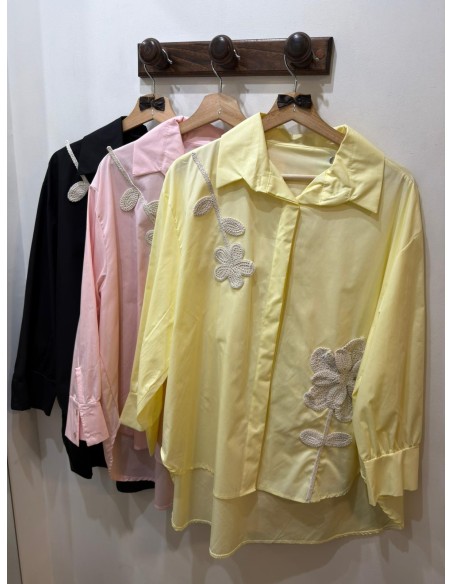 Camisa  flor crochet tg