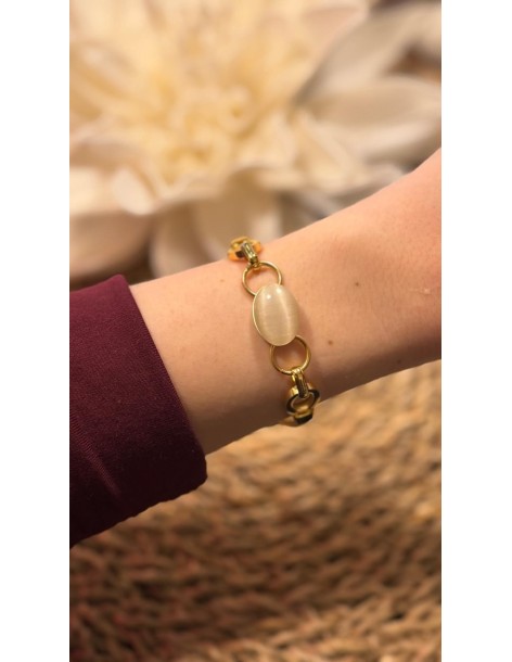 Pulsera acero óvalo nacarado 2