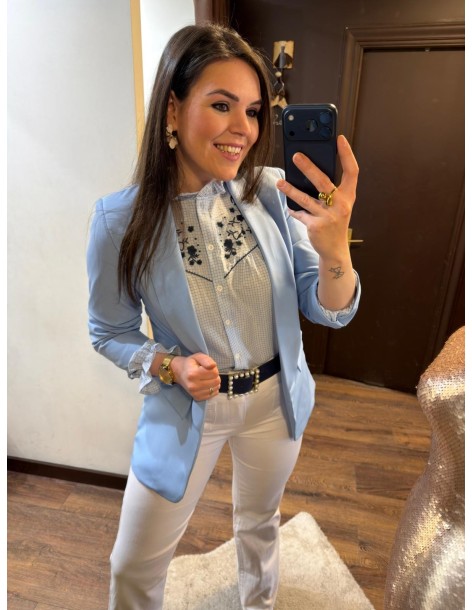 Blazer manga azul bebé