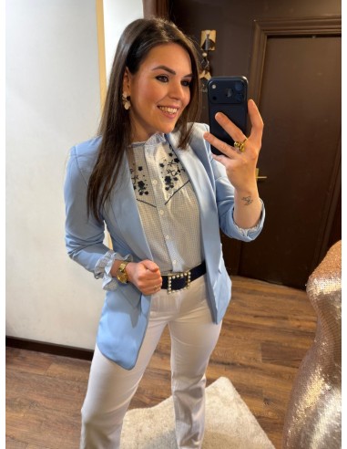 Blazer manga azul bebé