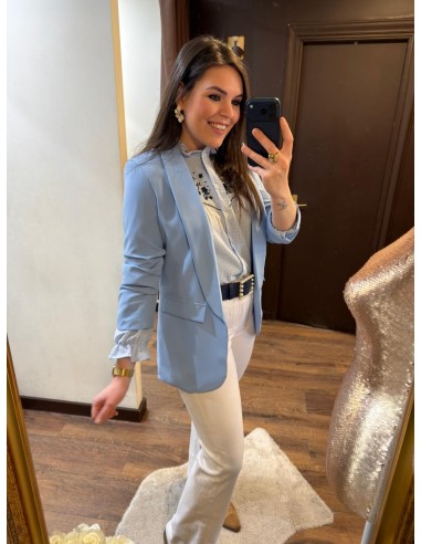 Blazer manga azul bebé