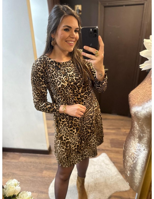 Vestido evasé leopardo