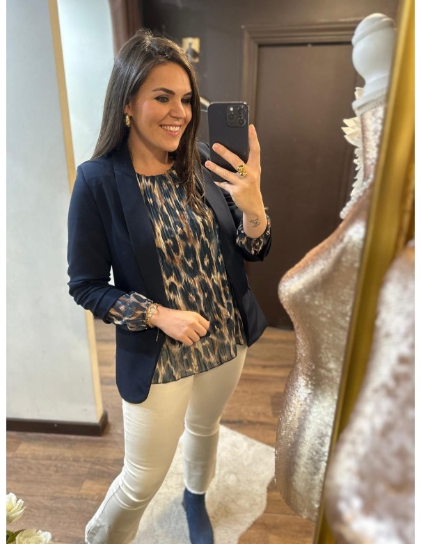 Blazer manga azul