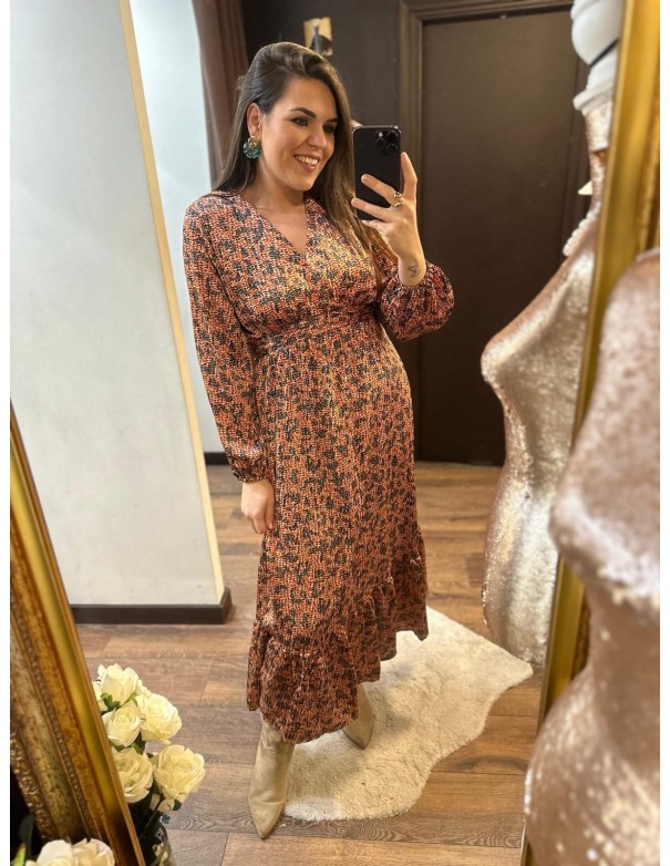 Vestido midi cuadritos petróleo