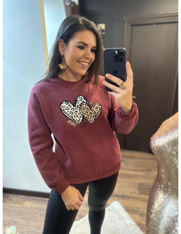 Sudadera corazones borreguito